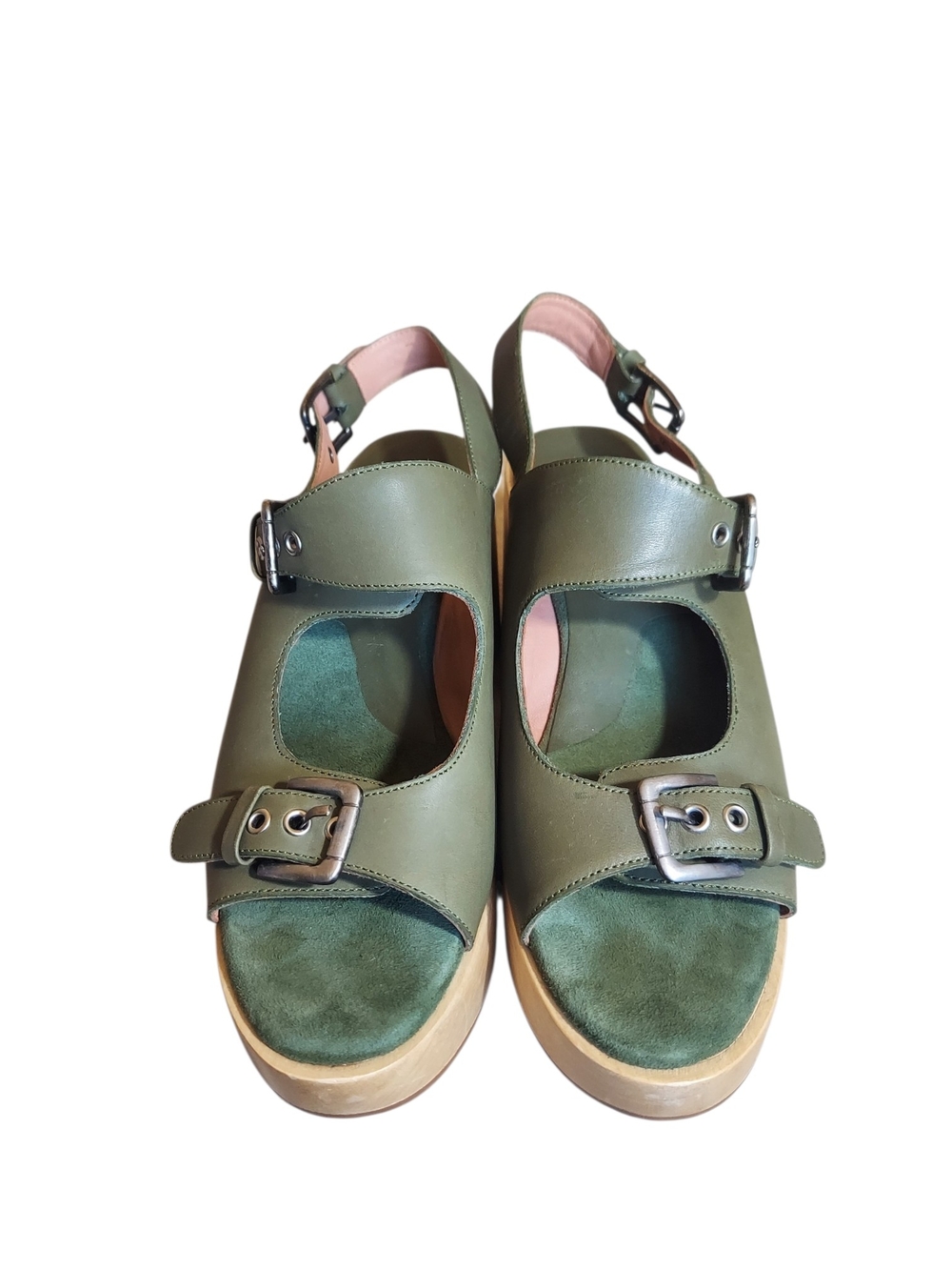 Rachel Comey Olive Green Leather Platform Clog Sandals Sz 9 Made In Peru - Picture 3 of 13